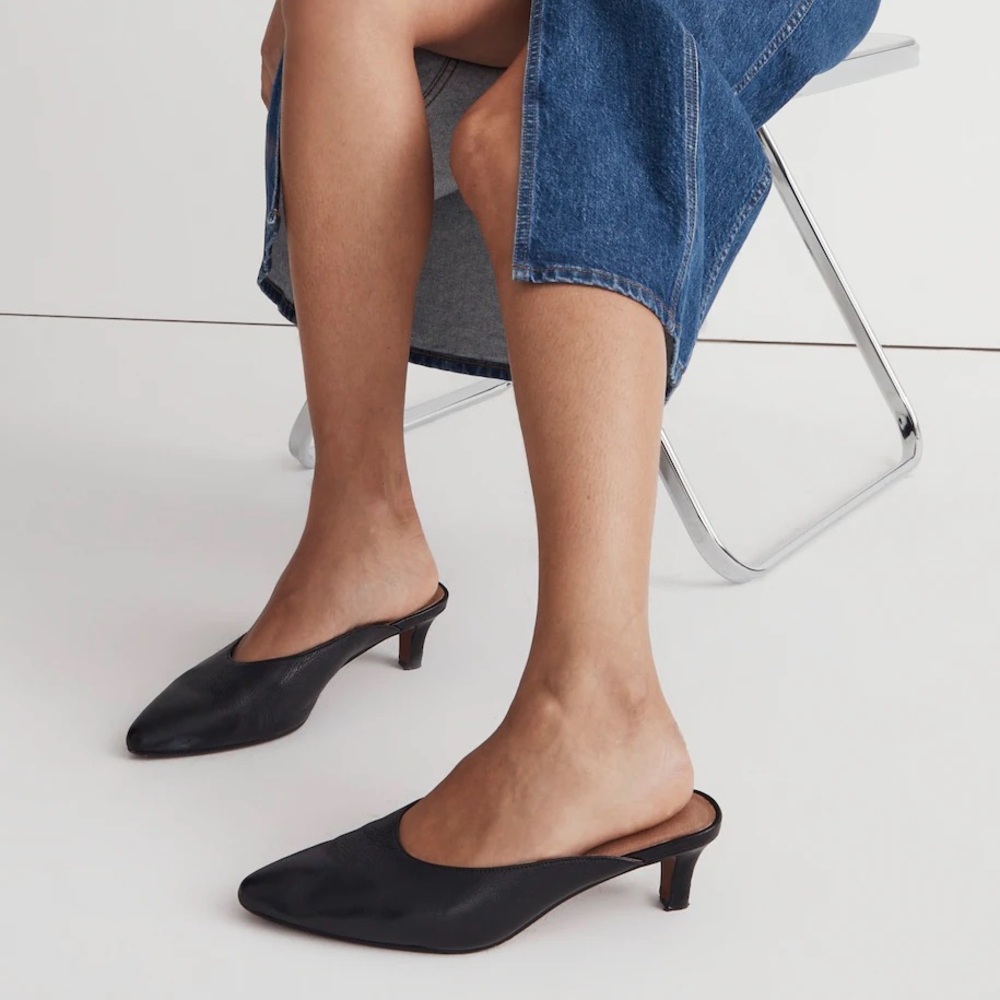 Madewell The Taye Mule in Black Leather